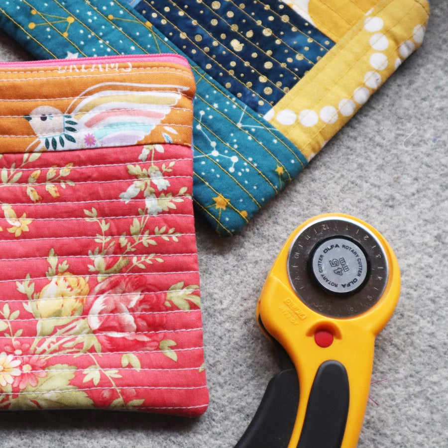 QUILT AS YOU GO ZIPPER POUCH WITH STACEY